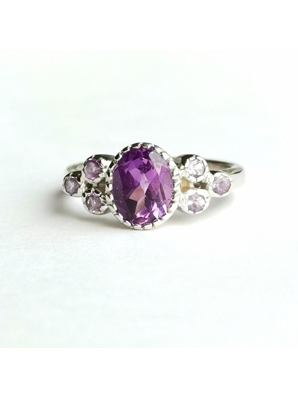 Amethyst multi gemstone sterling silver ring size 6 🆕